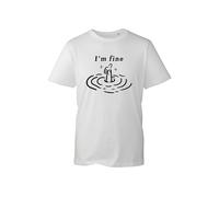 I'm Fine' Sarcastic T-Shirt - Funny Drowning Man Thumbs Up Graphic Tee - Relatable Humor Gift (White, L Years)