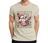 I'm fine This is fine Meltdown Snowman Funny Mens T-Shirt, natural, XXL