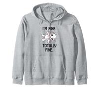I'm Fine Totally Fine Cute Kawaii Halloween Voodoo Doll Zip Hoodie