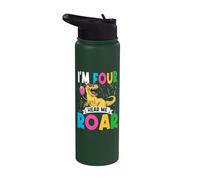 I'm Four Hear Me Roar 4 Year Old T-Rex Dinosaur 4th Birthday Stainless Steel Insulated Water Bottle