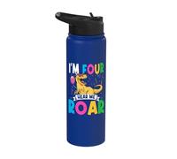 I'm Four Hear Me Roar 4 Year Old T-Rex Dinosaur 4th Birthday Stainless Steel Insulated Water Bottle