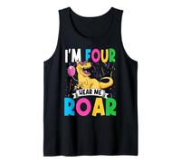 I'm Four Hear Me Roar 4 Year Old T-Rex Dinosaur 4th Birthday Tank Top