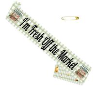 "I'm Fresh Off the Market" Sash for Bride | Adjustable Satin Bridal Shower Sash, Farmers Market Theme Bachelorette, Engagement Party Decorations for Women & Girls