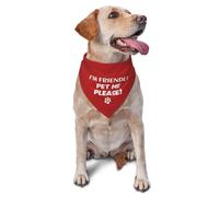 I'm Friendly Please Pet Me Dog Bandana,et Neckerchief for Pets Daily Wear,gift for Dog Lover Owner (Red)