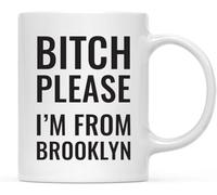 I'm from Brooklyn Funny Novelty Ceramic Coffee Mugs Cup Double Side Printed Ceramic Tea Mug for Mom Dad Friend Wife Husband Gift 11Oz