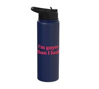 I'm Gayer Than I Look Funny LGBTQ Pride Gay Lesbian Pun Text Stainless Steel Insulated Water Bottle