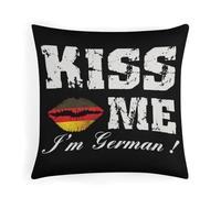I'm German Flag Lip Soft Square Sofa Cushion Cover with Invisible Zipper Decorative Cotton Linen Throw Pillow Covers