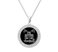 I'm Getting Meowied Novelty Necklace Round Pendant Diamond Jewelry Gifts For Men Women Silver-style-2