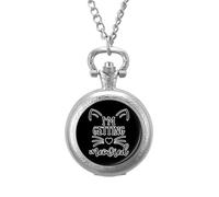 I'm Getting Meowied Vintage Pocket Watch with Chain Arabic Numerals Scale Quartz Pocket Watches Gifts for Men Women