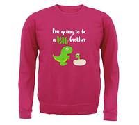 I'm Going to Be A Big Brother Dinosaur - Kids/Childrens Crewneck Jumper - Hot Pink - S (3-4 Years)