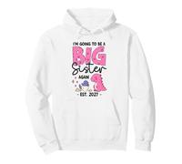 I'm Going to Be a Big Sister Again 2027 Baby Reveal Dinosaur Pullover Hoodie