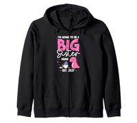I'm Going to Be a Big Sister Again 2027 Baby Reveal Dinosaur Zip Hoodie