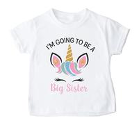 I'm Going to Be a Big Sister Unicorn T-Shirt - Cute Rainbow Horn Sibling Announcement Tee - 100% Cotton - Sizes 3 Months to 13 Years - Water-Based Ink - Made in Yorkshire