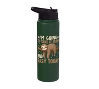 I'm Going to Take It Slow and Easy Today Funny Lazy Sloth Stainless Steel Insulated Water Bottle