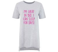 I'm Great In Bed I Can Sleep For Days Ladies Nightie 60 SECOND MAKEOVER Grey XS