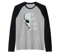 I'm Grey Ahead of You Funny UFO Sci-Fi Pun Raglan Baseball Tee