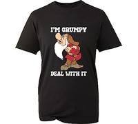 I'm Grumpy Deal with It Merry Christmas T-Shirt Funny Grumpy Dwarf Vintage Cartoon Lovers Rude Attitude Gift for Father Mother Xmas Unisex Gift Tee Top (Black, XL)