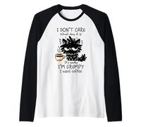 I'm Grumpy I Want Coffee Black Cat Morning Humor Raglan Baseball Tee