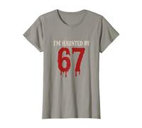 I'm Haunted by 67 Funny Creepy Halloween Six Seven T-Shirt, Women, Slate Grey, Small