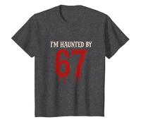 I'm Haunted by 67 Funny Creepy Halloween Six Seven T-Shirt, Youth, Dark Heather Grey, 4T
