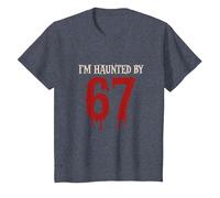 I'm Haunted by 67 Funny Creepy Halloween Six Seven T-Shirt, Youth, Heather Blue, Medium