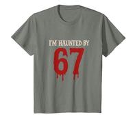 I'm Haunted by 67 Funny Creepy Halloween Six Seven T-Shirt, Youth, Olive Heather, X-Small