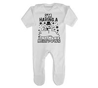 I'm Having a Meltdown Snowman Baby Romper Jumpsuit with feet, 3-6 Months, White