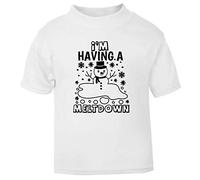 I'm Having a Meltdown Snowman Short Sleeve Cotton Toddler t Shirt, 1-2 Years, White