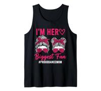 I'm Her Biggest Fan Proud Dance Mom Messy Bun Leopard Tank Top