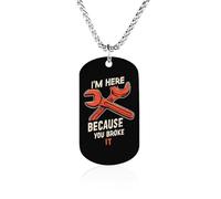 I'M Here Because You Broke It Couples Memorial Necklaces for Women Men Square Titanium Steel Chains Pendant Jewelry Gift