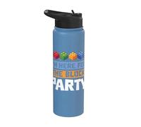 I'm Here for The Block Party Brick Builder Block Christmas Stainless Steel Insulated Water Bottle