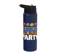 I'm Here for The Block Party Brick Builder Block Christmas Stainless Steel Insulated Water Bottle