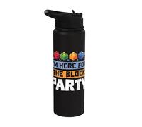 I'm Here for The Block Party Brick Builder Block Christmas Stainless Steel Insulated Water Bottle