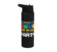 I'm Here for The Block Party Brick Builder Funny Christmas Stainless Steel Insulated Water Bottle