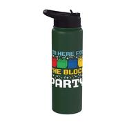 I'm Here for The Block Party Brick Builder Funny Christmas Stainless Steel Insulated Water Bottle
