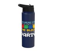 I'm Here for The Block Party Brick Builder Funny Christmas Stainless Steel Insulated Water Bottle