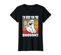 I'm Here for The Books Ghost Teacher Student Retro Value Graphic T-Shirt, Women, Black, L