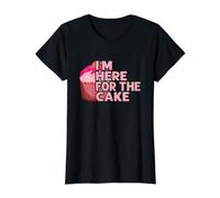 I'm Here for The Cake Marriage Party Cake Value Graphic T-Shirt, Women, Black, S