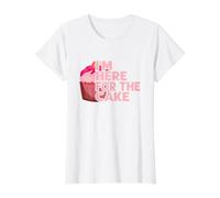 I'm Here for The Cake Marriage Party Cake Value Graphic T-Shirt, Women, White, L