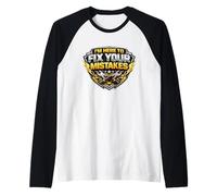 I'm Here to Fix Your Mistakes Funny Mechanic Repair Design Raglan Baseball Tee