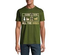 I'm here to Pet All The Dogs Crew Neck Cotton Men's T-Shirt Hunter Green X-Large