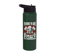 I'm Here to Save Your Kitty Funny Cat Firefighter Stainless Steel Insulated Water Bottle
