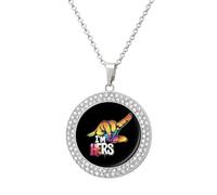 I'm Hers Lesbian Couple LGBT Funny Necklace With Printed Pendant Novelty Diamond Jewelry for Women Men Silver/Gold