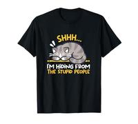 I'm Hiding from The Stupid People Funny cat tee T-Shirt