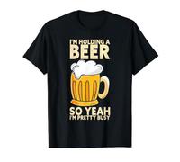 I'm Holding A Beer So Yeah I'm Pretty Busy Funny Brewer Value Graphic T-Shirt, Men, Black, L