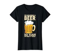 I'm Holding A Beer So Yeah I'm Pretty Busy Funny Brewer Value Graphic T-Shirt, Women, Black, L