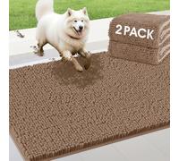 IM HOME 2 Pieces Dog Door Mats for Muddy Paws 36"x 24", Chenille Absorbent Pet Mats, Non Slip Washable Indoor Doormat Soft Mud Mat for Dogs Front Inside Door Mat for Entryway, Dog Bed Mat Camel