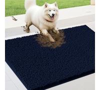 IM HOME 36" x 24" Navy Blue Muddy Door Mats for Dogs, Chenille Absorbent Dog Mat, Non Slip Heavy Indoor Door Mat, Soft Dog Bed Mat Front Inside Door Mat for Entryway, Mud Paws