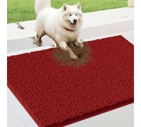 IM HOME 36" x 24" Red Muddy Door Mats for Dogs, Chenille Absorbent Dog Mat, Non Slip Heavy Indoor Door Mat, Soft Dog Bed Mat Front Inside Door Mat for Entryway, Mud Paws