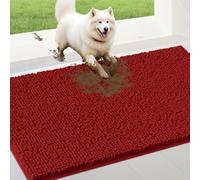 IM HOME 48" x 38" Red Muddy Door Mats for Dogs, Chenille Absorbent Dog Mat, Non Slip Heavy Indoor Door Mat, Soft Dog Bed Mat Front Inside Door Mat for Entryway, Mud Paws